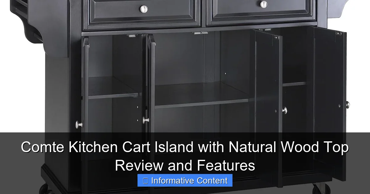 Comte Kitchen Cart Island with Natural Wood Top Review and Features
