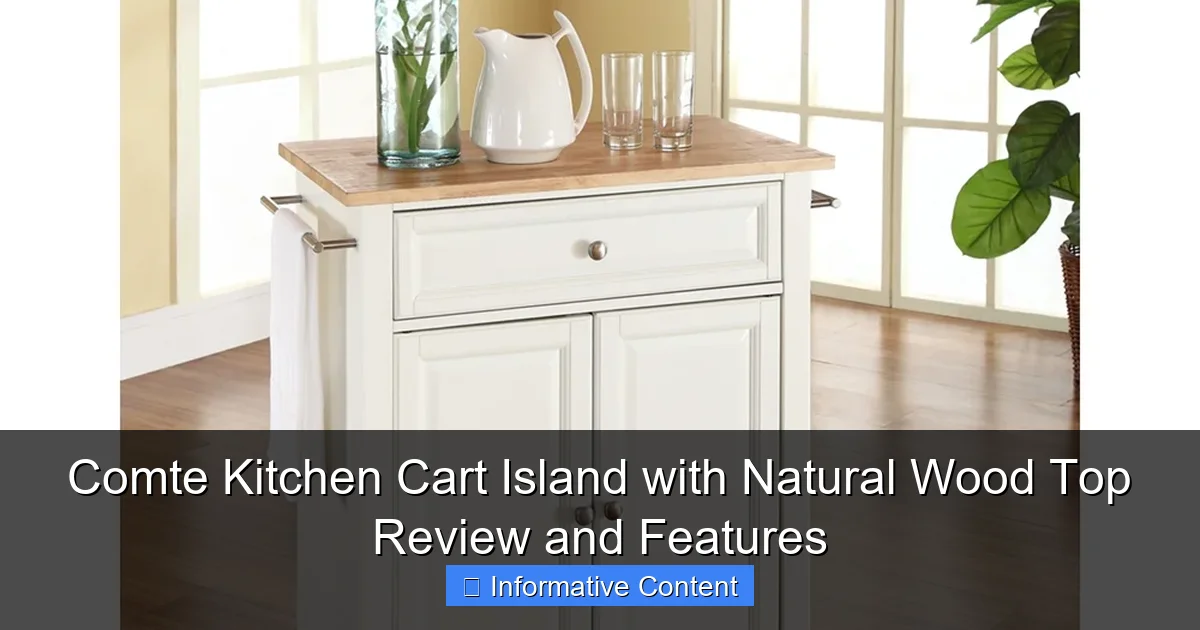 Comte Kitchen Cart Island with Natural Wood Top Review and Features
