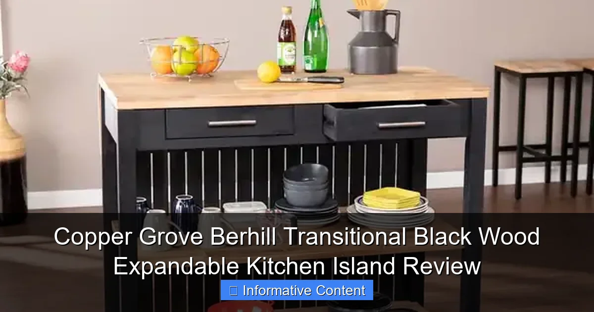 Copper Grove Berhill Transitional Black Wood Expandable Kitchen Island Review