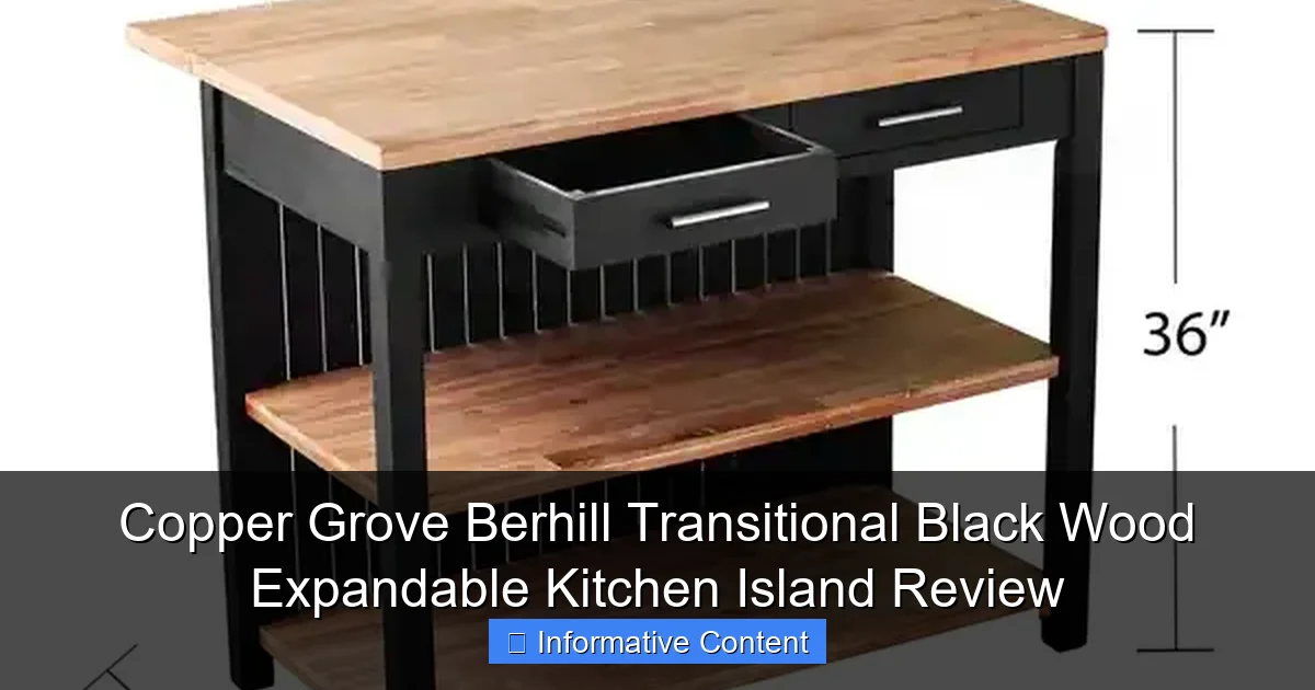 Copper Grove Berhill Transitional Black Wood Expandable Kitchen Island Review