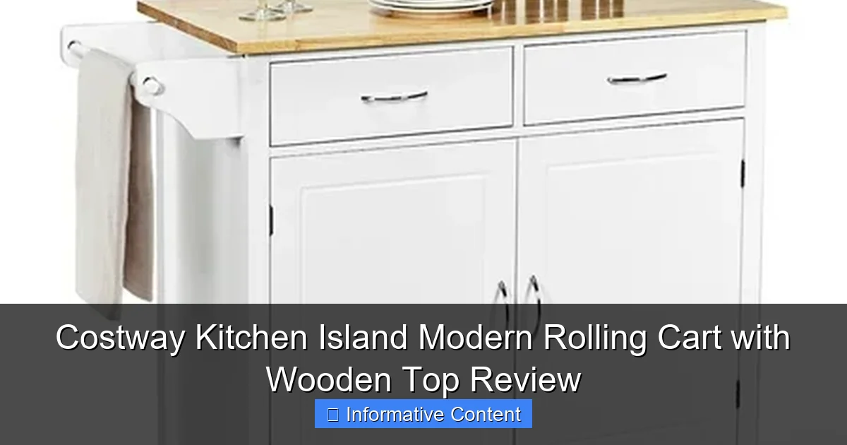 Costway Kitchen Island Modern Rolling Cart with Wooden Top Review