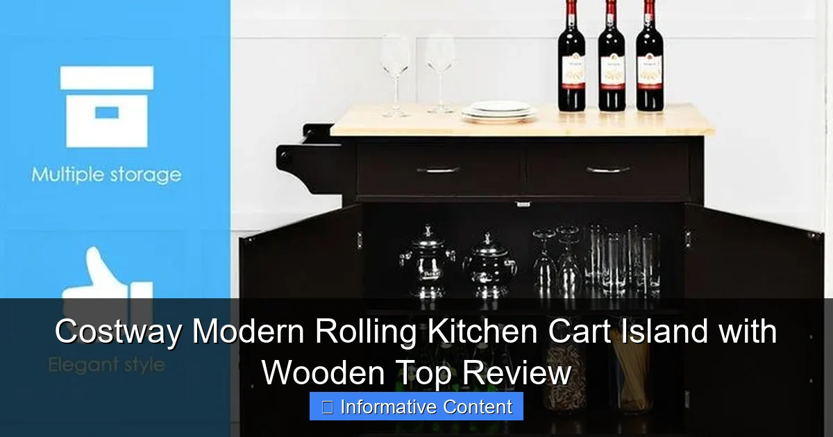 Costway Modern Rolling Kitchen Cart Island with Wooden Top Review