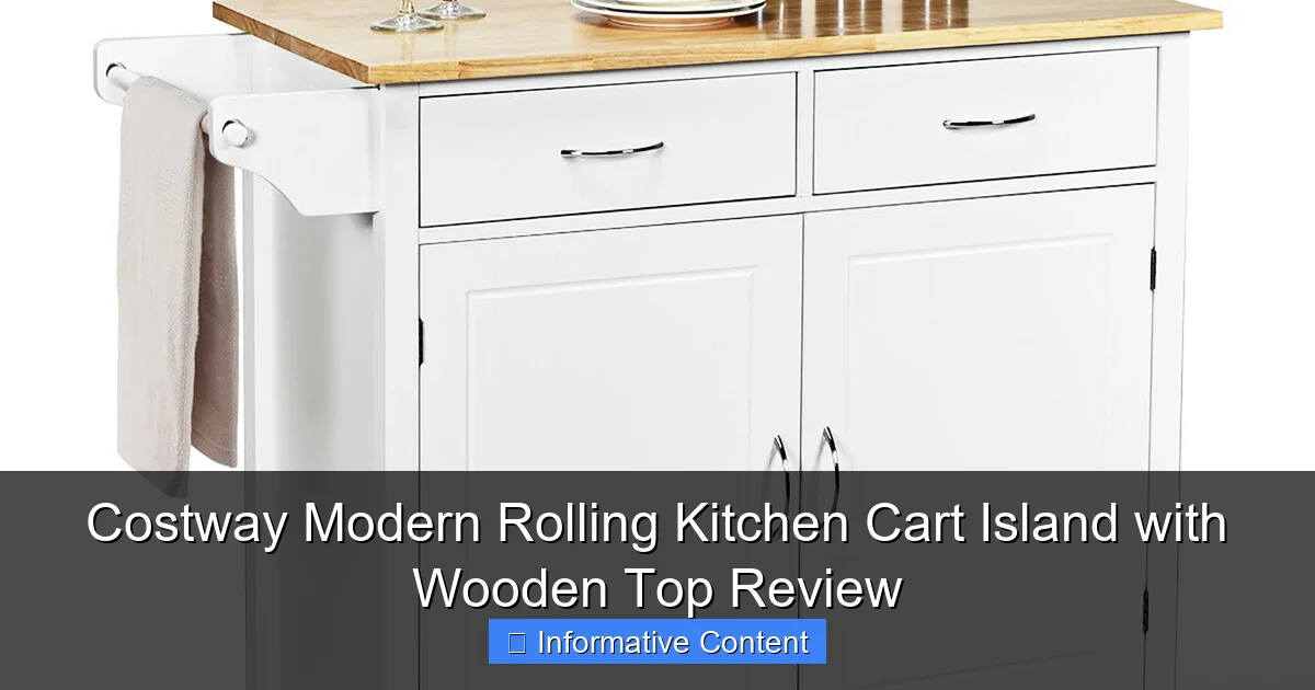 Costway Modern Rolling Kitchen Cart Island with Wooden Top Review