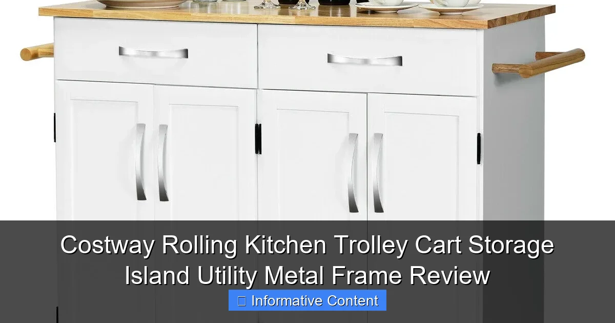 Costway Rolling Kitchen Trolley Cart Storage Island Utility Metal Frame Review