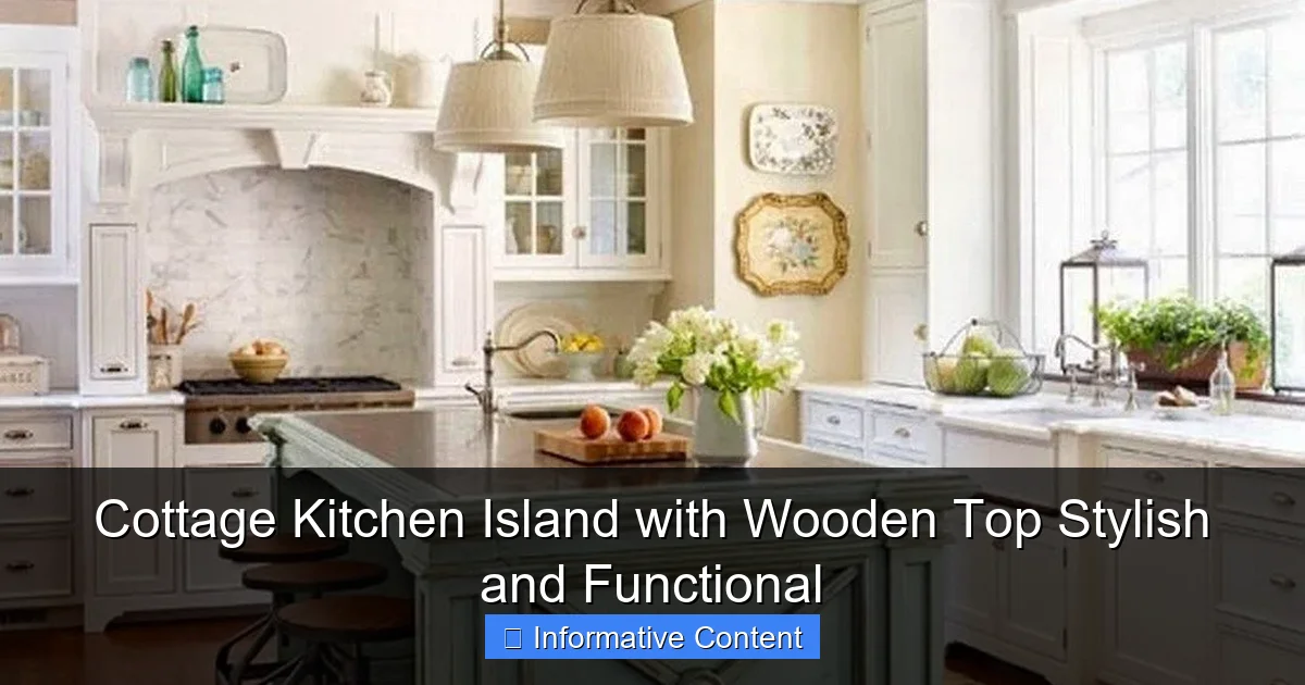 Cottage Kitchen Island with Wooden Top Stylish and Functional