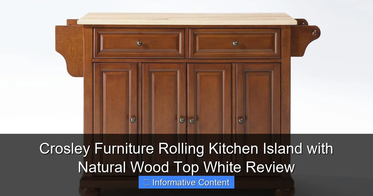 Crosley Furniture Rolling Kitchen Island with Natural Wood Top White Review