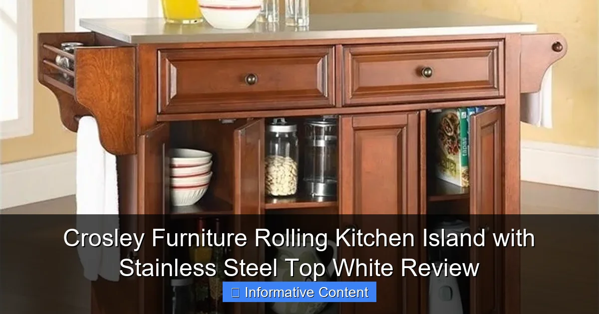 Crosley Furniture Rolling Kitchen Island with Stainless Steel Top White Review