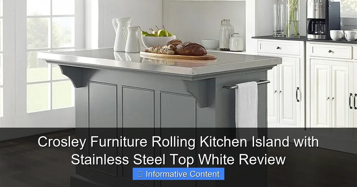 Crosley Furniture Rolling Kitchen Island with Stainless Steel Top White Review