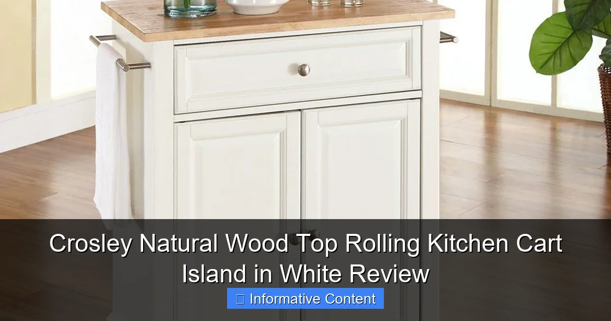 Crosley Natural Wood Top Rolling Kitchen Cart Island in White Review