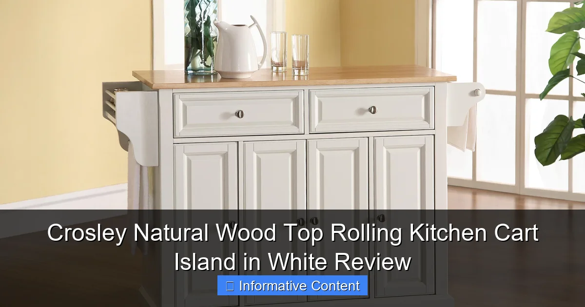 Crosley Natural Wood Top Rolling Kitchen Cart Island in White Review