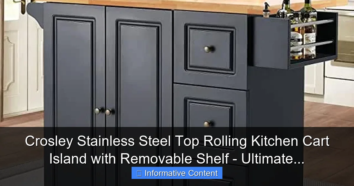 Crosley Stainless Steel Top Rolling Kitchen Cart Island with Removable Shelf - Ultimate...
