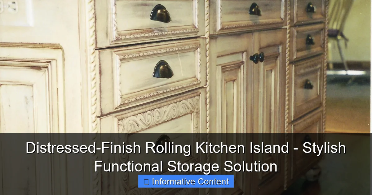 Distressed-Finish Rolling Kitchen Island - Stylish Functional Storage Solution