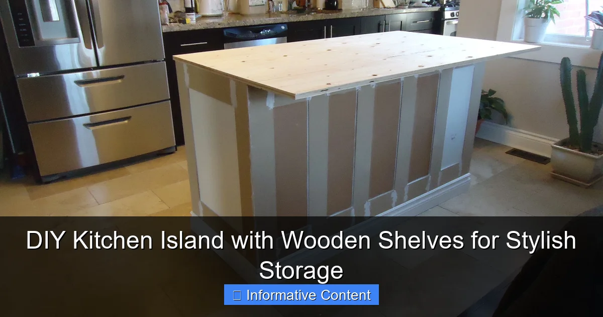 DIY Kitchen Island with Wooden Shelves for Stylish Storage