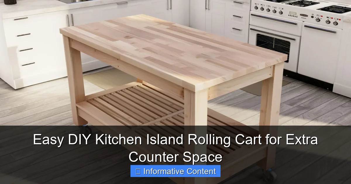 Easy DIY Kitchen Island Rolling Cart for Extra Counter Space