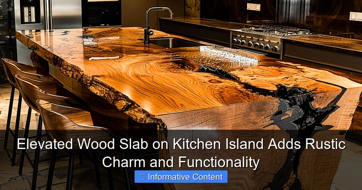 Elevated Wood Slab on Kitchen Island Adds Rustic Charm and Functionality