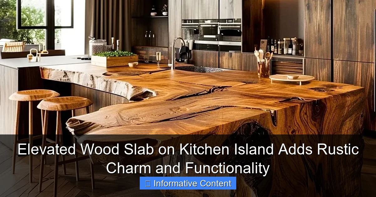 Elevated Wood Slab on Kitchen Island Adds Rustic Charm and Functionality