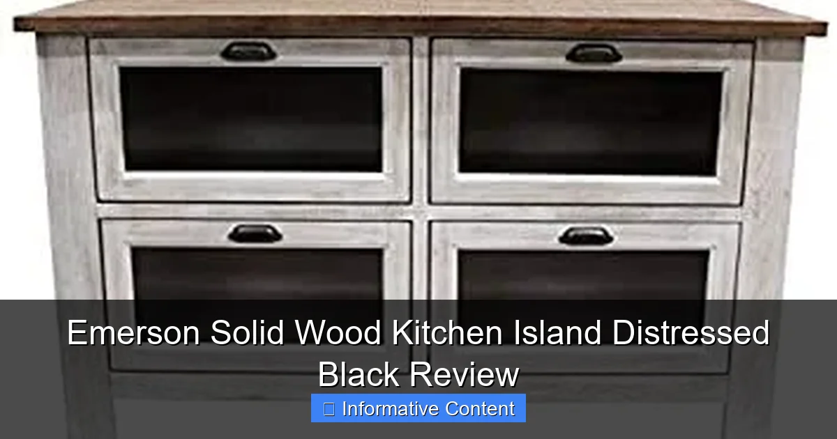 Emerson Solid Wood Kitchen Island Distressed Black Review