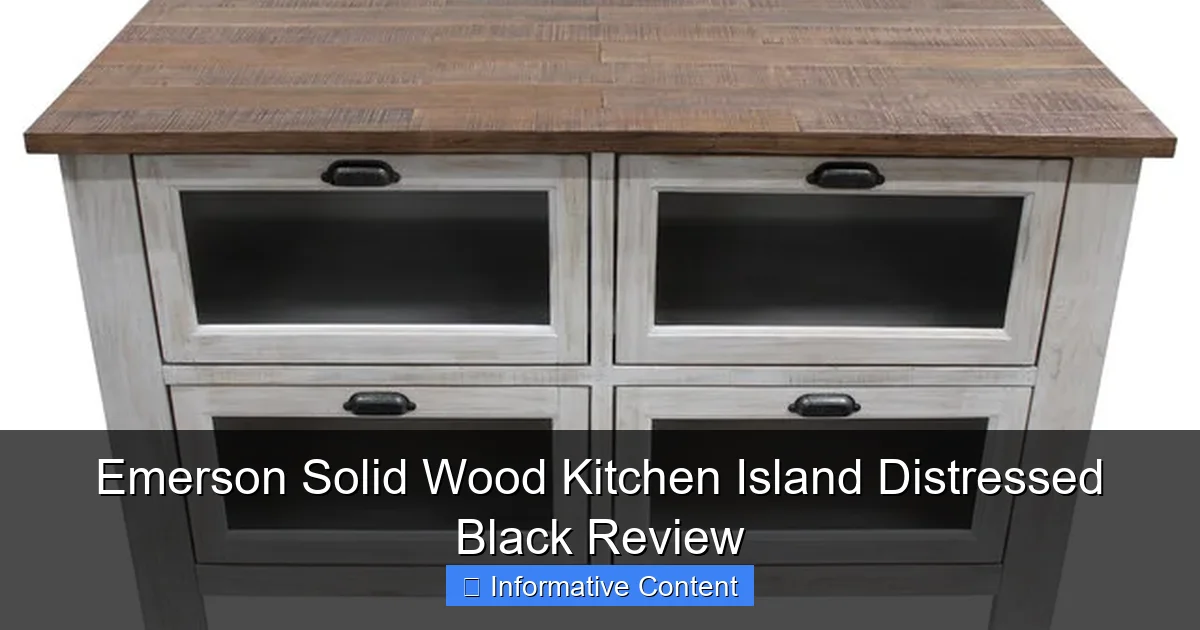Emerson Solid Wood Kitchen Island Distressed Black Review