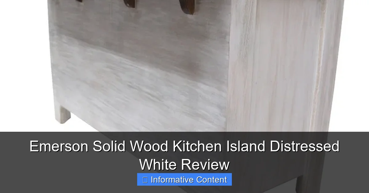 Emerson Solid Wood Kitchen Island Distressed White Review