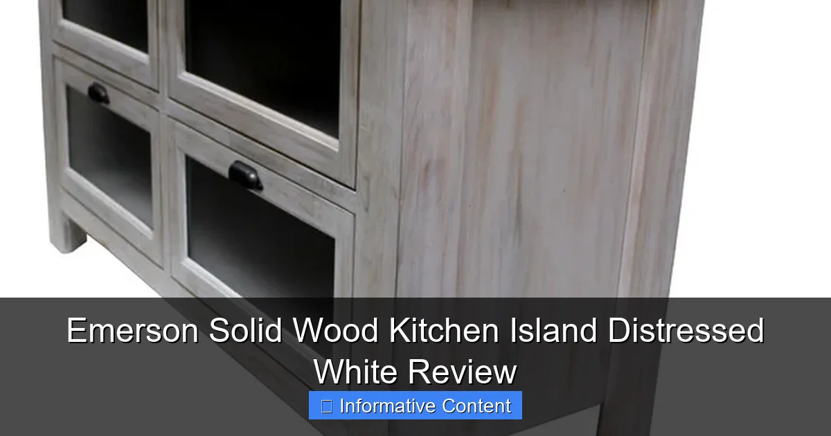 Emerson Solid Wood Kitchen Island Distressed White Review