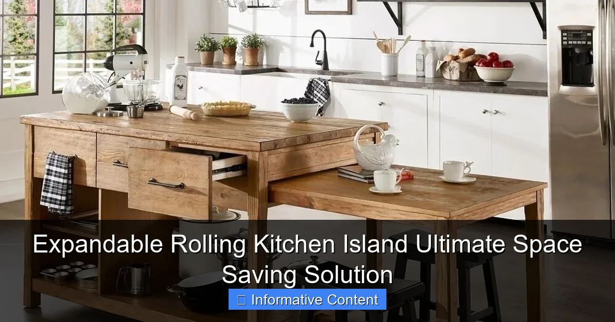 Expandable Rolling Kitchen Island Ultimate Space Saving Solution