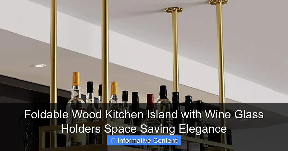 Foldable Wood Kitchen Island with Wine Glass Holders Space Saving Elegance