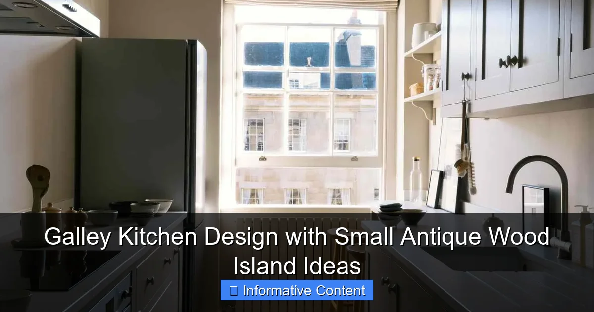 Galley Kitchen Design with Small Antique Wood Island Ideas