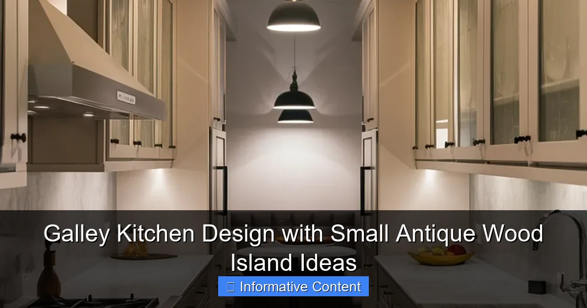 Galley Kitchen Design with Small Antique Wood Island Ideas