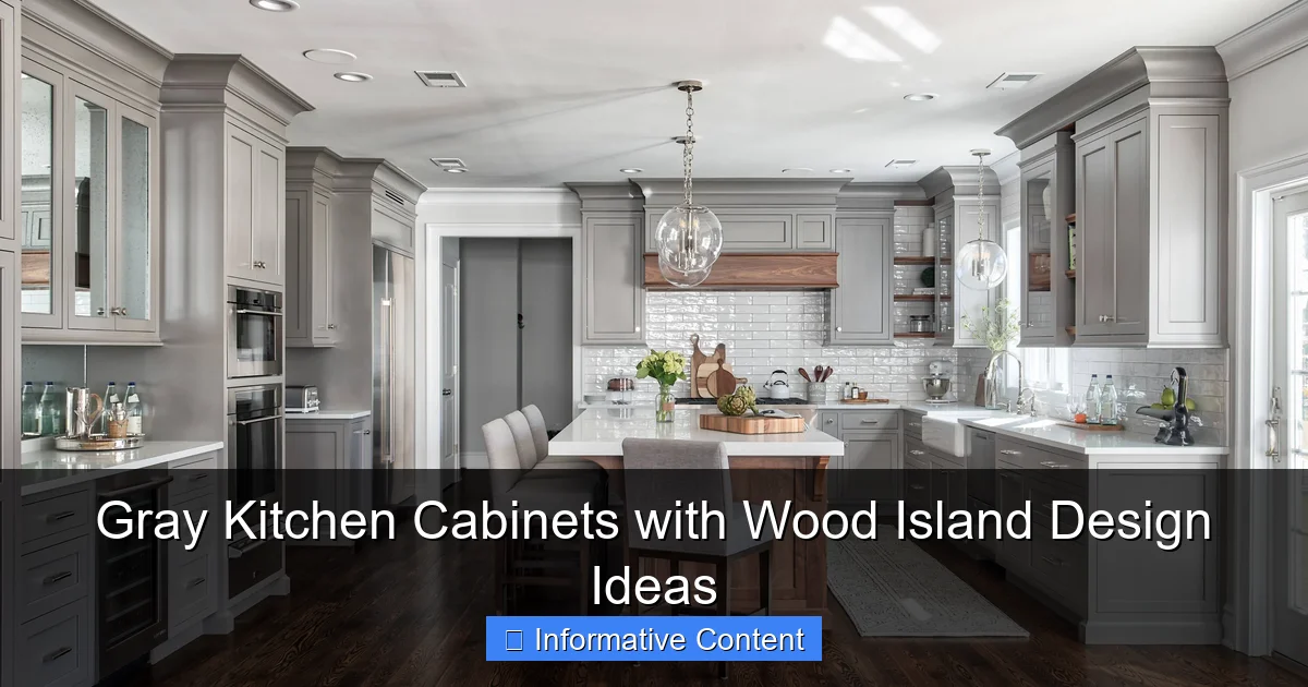 Gray Kitchen Cabinets with Wood Island Design Ideas