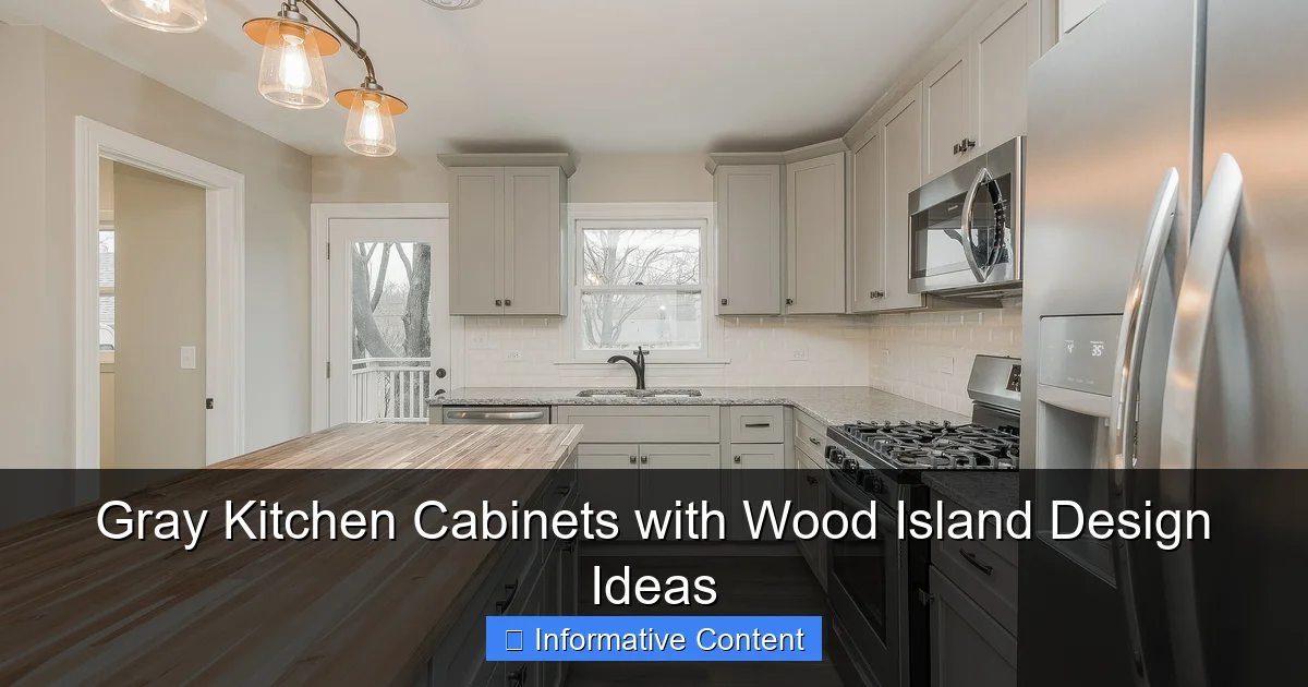 Gray Kitchen Cabinets with Wood Island Design Ideas