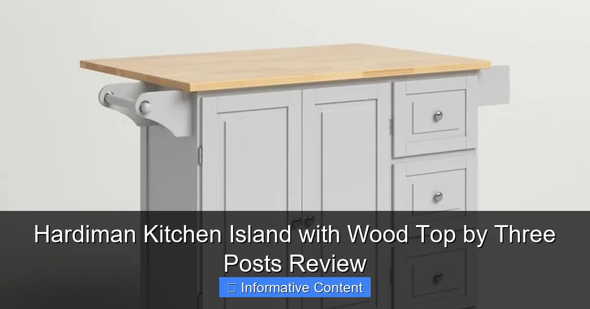 Hardiman Kitchen Island with Wood Top by Three Posts Review