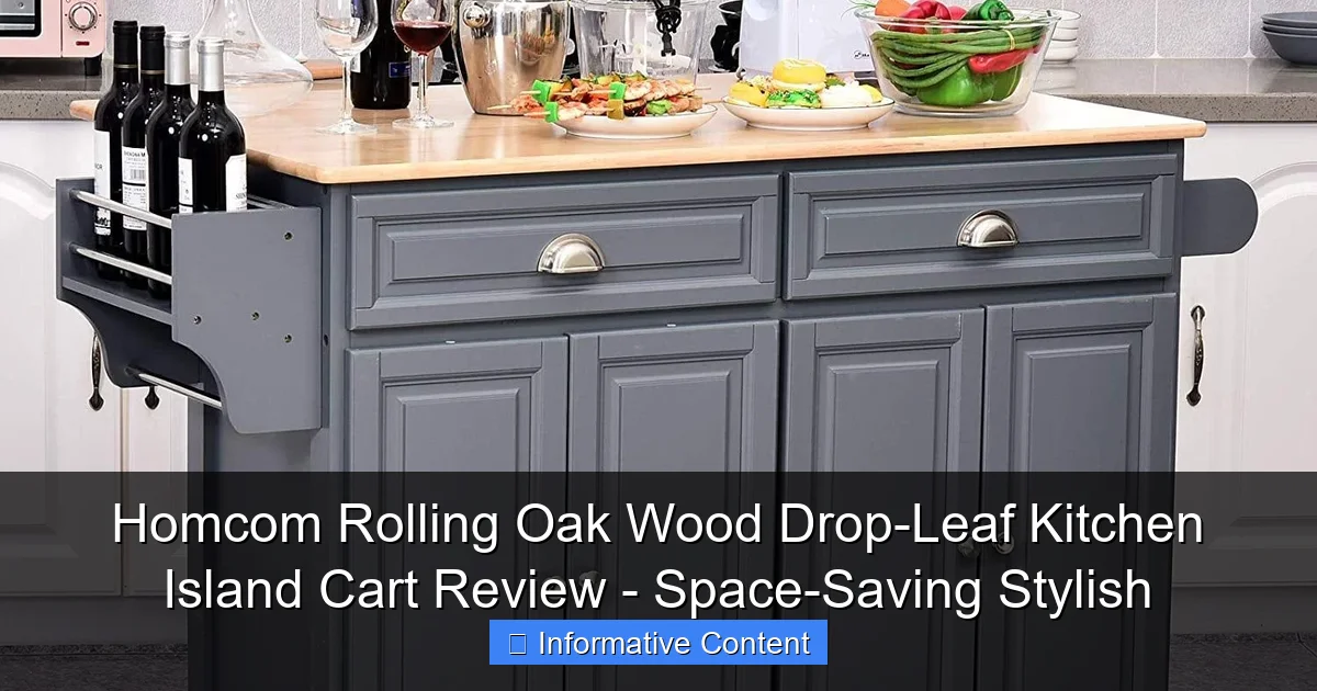 Homcom Rolling Oak Wood Drop-Leaf Kitchen Island Cart Review - Space-Saving Stylish