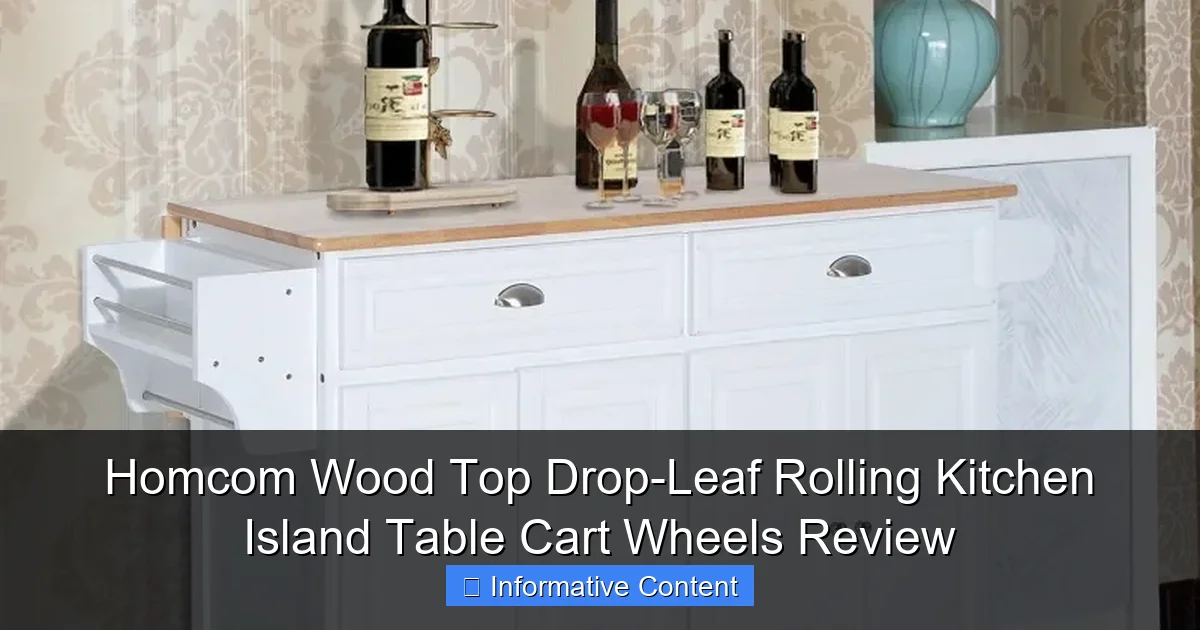 Homcom Wood Top Drop-Leaf Rolling Kitchen Island Table Cart Wheels Review