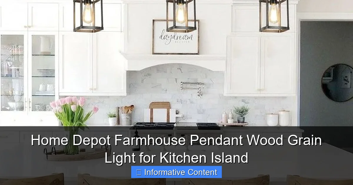Home Depot Farmhouse Pendant Wood Grain Light for Kitchen Island