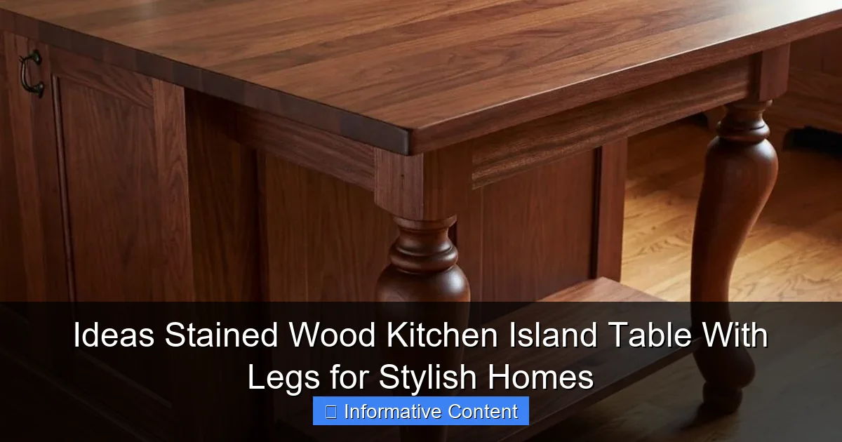 Ideas Stained Wood Kitchen Island Table With Legs for Stylish Homes