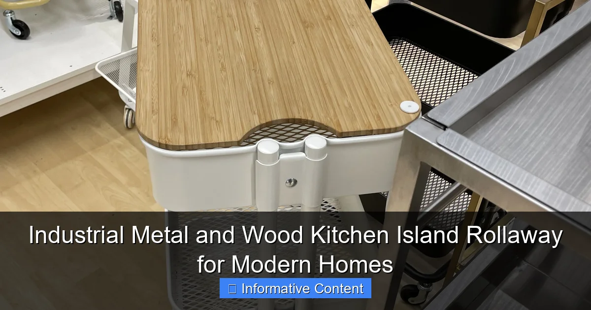 Industrial Metal and Wood Kitchen Island Rollaway for Modern Homes