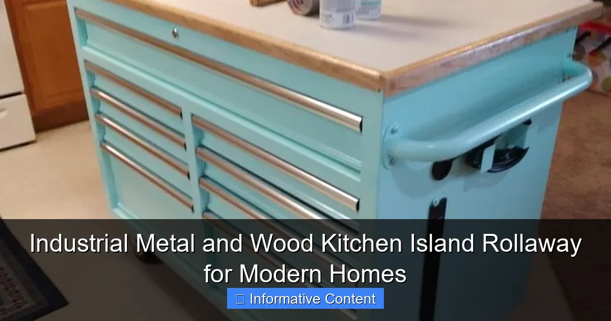 Industrial Metal and Wood Kitchen Island Rollaway for Modern Homes