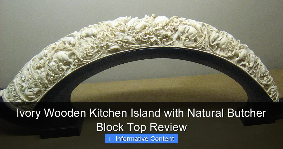 Ivory Wooden Kitchen Island with Natural Butcher Block Top Review