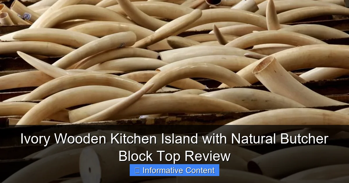 Ivory Wooden Kitchen Island with Natural Butcher Block Top Review