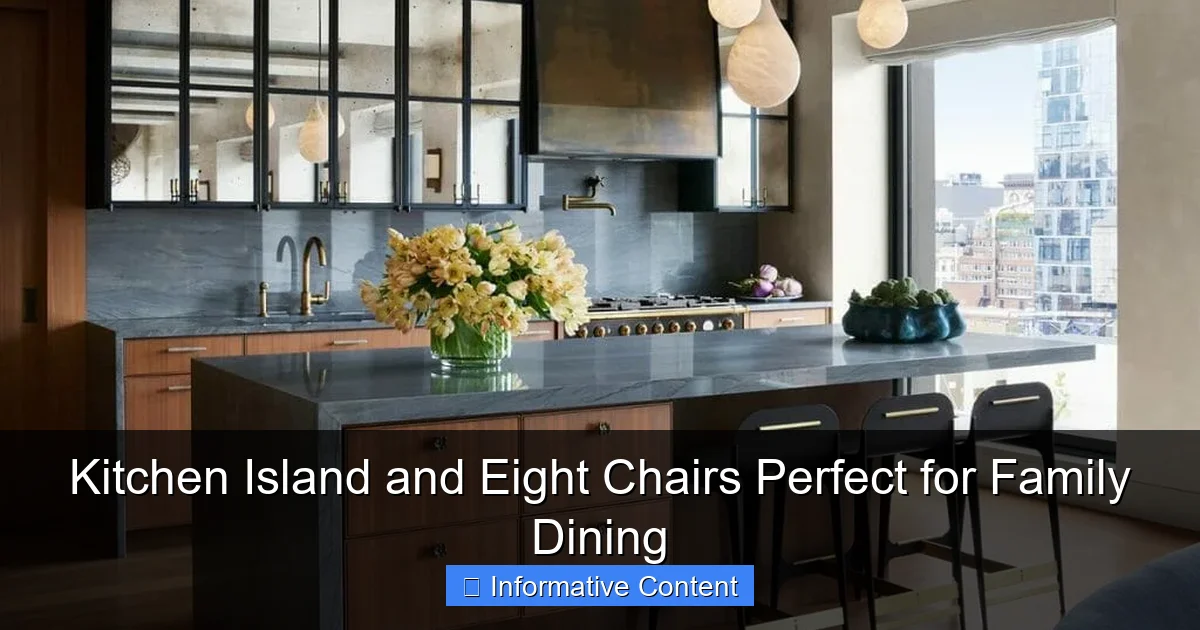 Kitchen Island and Eight Chairs Perfect for Family Dining