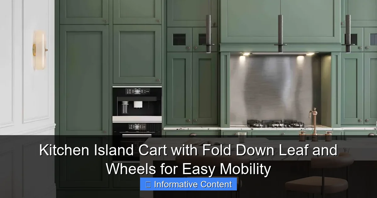 Kitchen Island Cart with Fold Down Leaf and Wheels for Easy Mobility