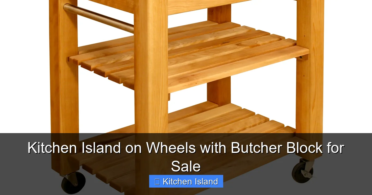 Kitchen Island on Wheels with Butcher Block for Sale