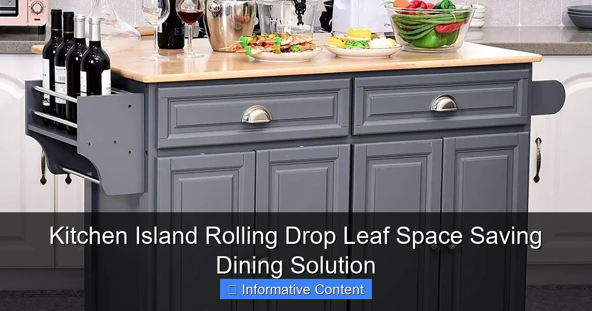 Kitchen Island Rolling Drop Leaf Space Saving Dining Solution