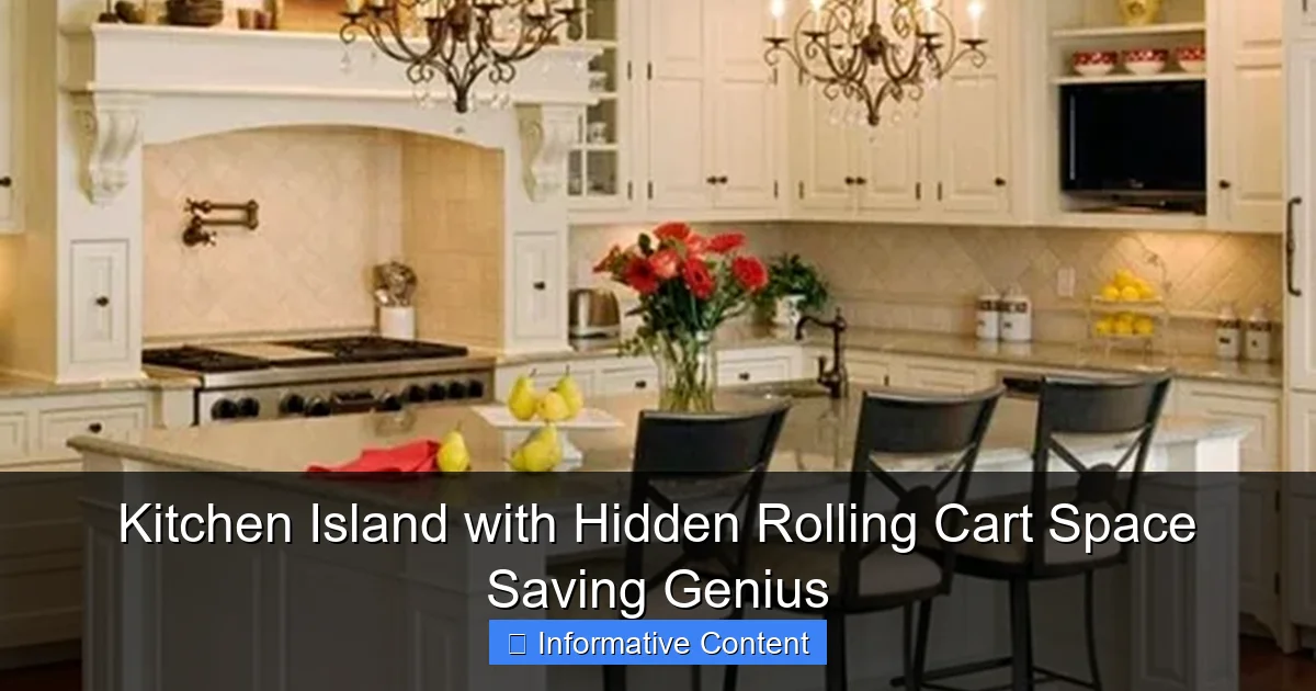 Kitchen Island with Hidden Rolling Cart Space Saving Genius
