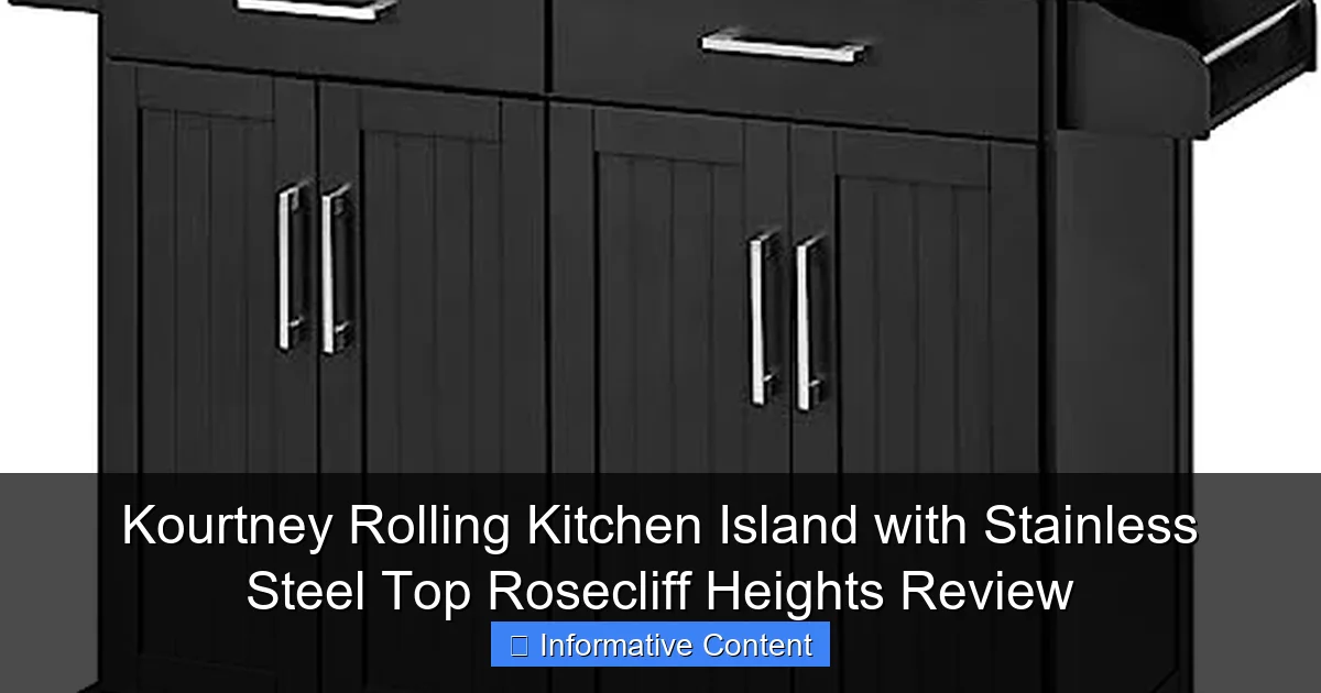 Kourtney Rolling Kitchen Island with Stainless Steel Top Rosecliff Heights Review