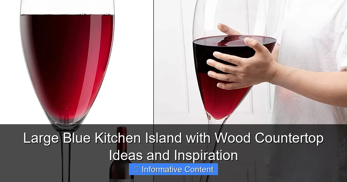 Large Blue Kitchen Island with Wood Countertop Ideas and Inspiration