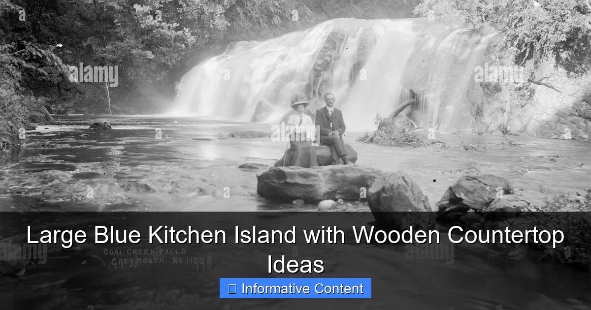 Large Blue Kitchen Island with Wooden Countertop Ideas