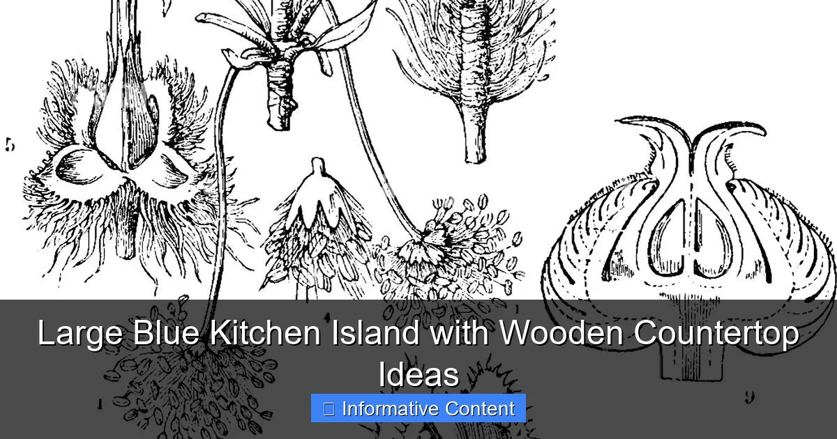 Large Blue Kitchen Island with Wooden Countertop Ideas