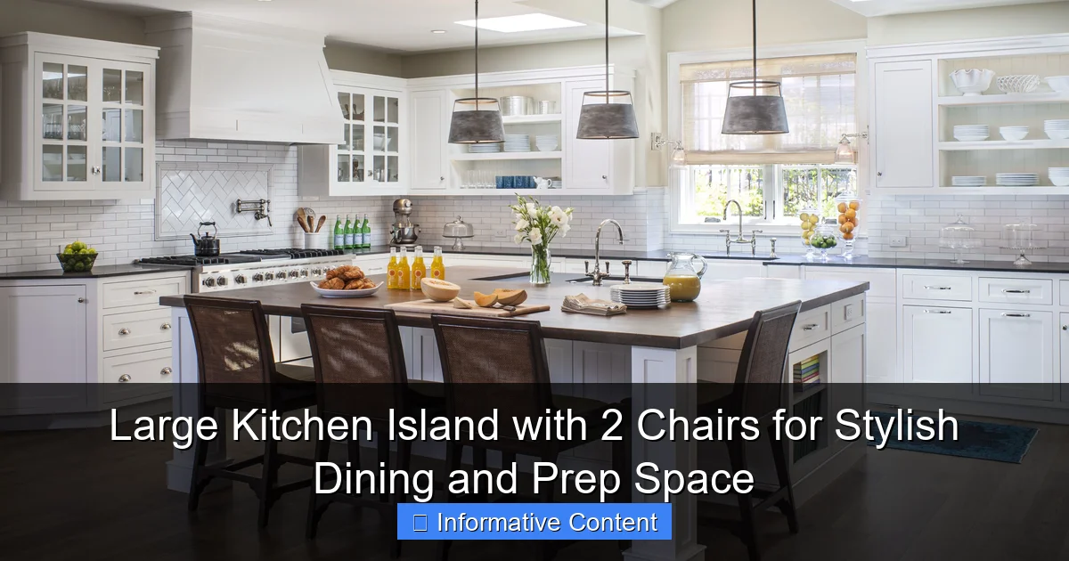 Large Kitchen Island with 2 Chairs for Stylish Dining and Prep Space