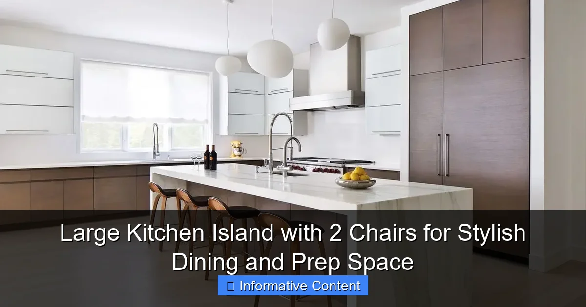 Large Kitchen Island with 2 Chairs for Stylish Dining and Prep Space